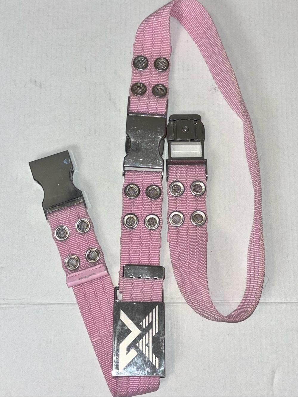 Armani exchange Y2K belt in candy pink Utility Buckle Grommet belt size medium - Picture 6 of 16